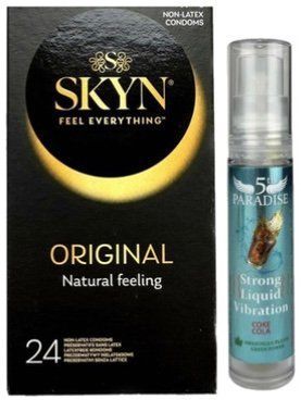 Набор из SKYN ORIGINAL 24 шт + Жидкий вибратор 5th Paradise Liquid Vibrator &mdash; Кола (10 мл) SOS9966 фото