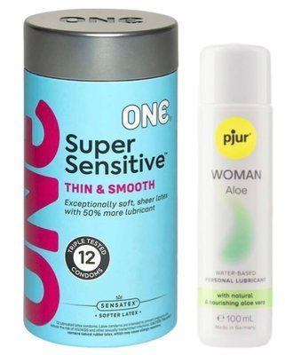 Набор ONE Super Sensitive Pack 12 шт. + Лубрикант pjur Woman Aloe SOS13027 фото