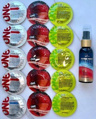 Набір 15 штук ONE Tattoo Touch, Flavor Waves, Glowing Pleasures + Sensuva Ultra-Thick Water-Based Strawberry (57 мл) SOS3958 фото