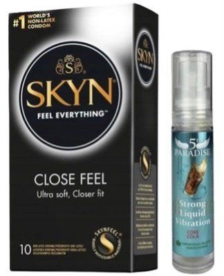 Набор из SKYN Close Feel (10 шт) + жидкий вибратор 5th Paradise Liquid Vibrator &mdash; Круги (10 мл) SOS9766 фото