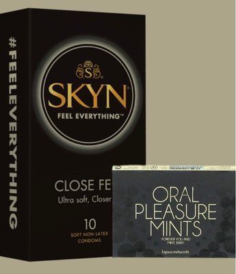Набор SKYN Close Feel пачка 10 штук + Мятные конфеты Bijoux Indiscrets Oral Pleasure Mints Peppermint SOS4995 фото