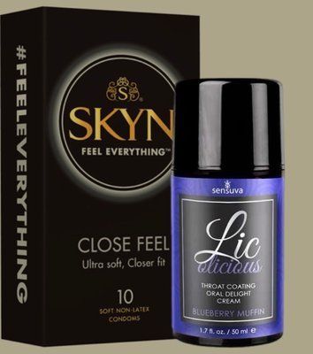 Набор SKYN Close Feel пачка 10 штук + Гель для минета Sensuva - Lic-o-licious Blueberry Muffin (50 мл) SOS5045 фото