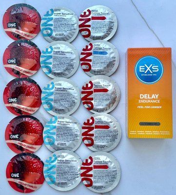 Набор 15 штук ONE Super Sensitive, Tattoo Touch, Flavor Waves + EXS Delay (12 шт.) SOS3908 фото