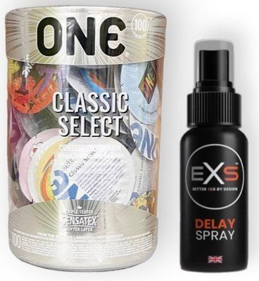 Набор из 100 шт ONE Classic Select + EXS DELAY SPRAY 50 МЛ SOS9006 фото