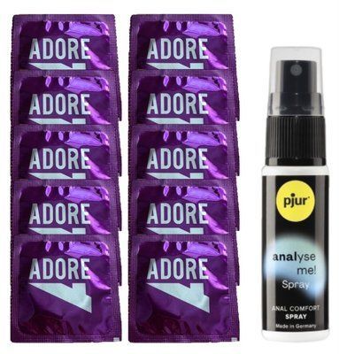 Комплект Pasante Adore Extra Sure 10 шт + pjur Analyse Me! (20 мл) SOS14178 фото