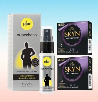 SKYN Elite 6 шт та спрей Pjur Superhero 20 ml SOS6329 фото