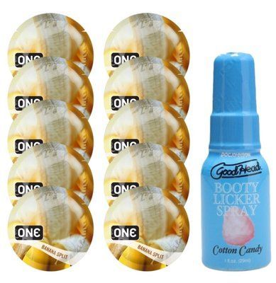 Комплект ONE Banana Split 10 шт + Doc Johnson GoodHead Booty Licker Spray Cotton Candy (29 мл) SOS13727 фото