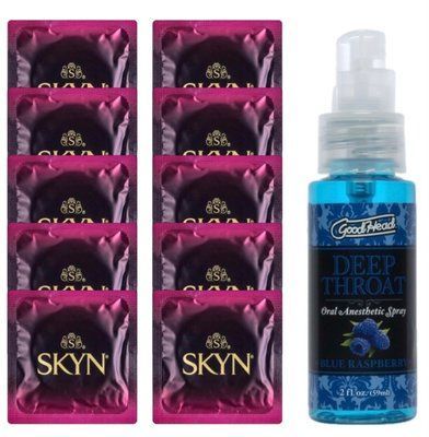 Комплект SKYN Cherry Sunrise 10 шт + Doc Johnson GoodHead - Blue Raspberry (59 мл) SOS13677 фото