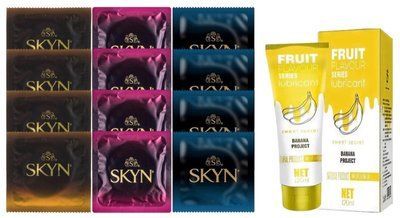 Комплект: Лубрикант OLO Banana (120 мл) + 8 шт. SKYN + 4 шт. SKYN SKYN Extra Lube SOS10519 фото