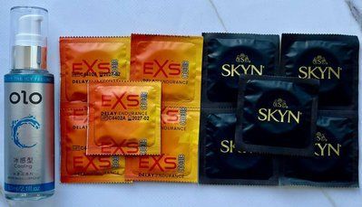 Набор EXS Delay 5шт + SKYN Original 5шт + Лубрикант охлаждающий OLO 60 мл SOS3558 фото