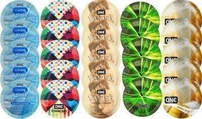 Набор с 25 шт One Oasis Silk + ONE Ribs + ONE Vanish + ONE Glowing + ONE Banana SOS8355 фото