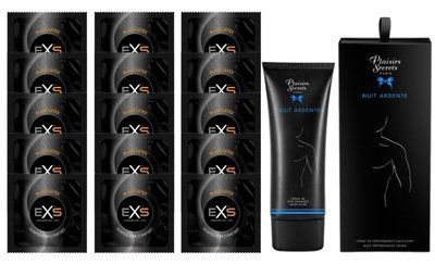 Комплект EXS Black Latex 15 шт + Plaisirs Secrets Nuit Ardente Cream (60 мл) SOS14626 фото