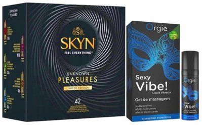 Набор из SKYN Pleasures (42 шт) + Жидкий вибратор Orgie Sexy Vibe (15 мл) SOS10016 фото