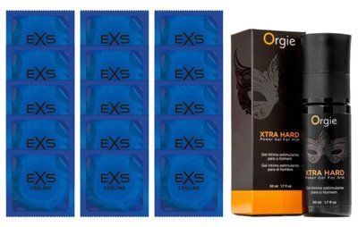 Комплект EXS Cooling 15 шт + Orgie Xtra Hard Power Gel For Him (50 мл) SOS14576 фото