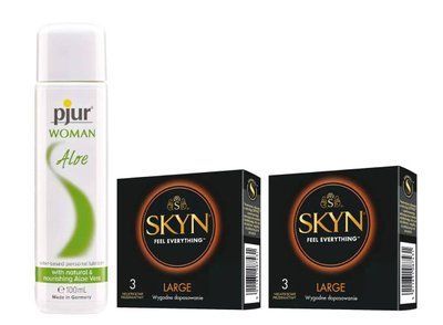 Набір: SKYN Large - 3x2 (6 шт) та Лубрикант Pjur Woman Aloe &mdash; 100 мл SOS912 фото