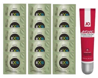 Комплект EXS Snug Fit 15 шт + JO ATOMIC WARMING, 10 мл SOS14930 фото