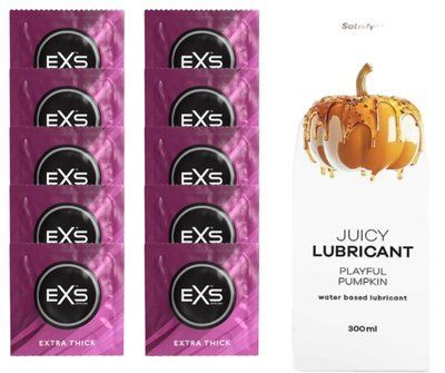 Набір: EXS Extra Thick 10 шт. + Лубрикант Satisfyer Playful Pumpkin 300 мл SOS11169 фото