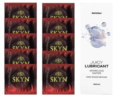 Комплект SKYN Intense Feel 10 шт. + Лубрикант Satisfyer Juicy Lubricant Sparkling Water 300 мл SOS12577 фото