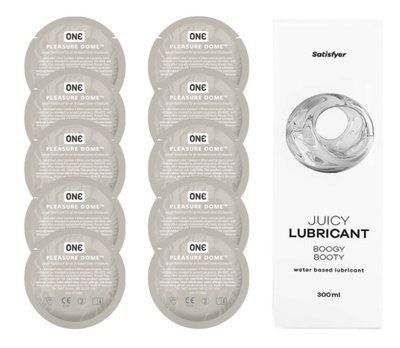 Комплект 𝐎𝐍𝐄 𝐃𝐨𝐦𝐞 10 шт. + Лубрикант Satisfyer Juicy Lubricant Boogy Booty (300 мл) SOS12225 фото