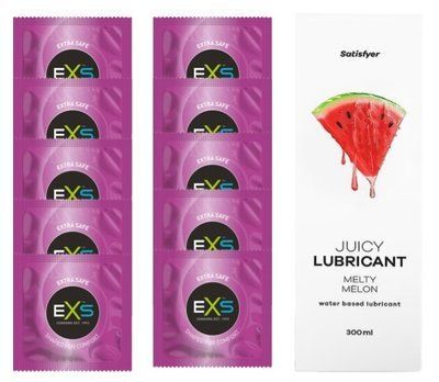 Комплект: EXS EXTRA SAFE 10 шт. + Лубрикант Satisfyer Melty Melon 300 мл SOS11473 фото