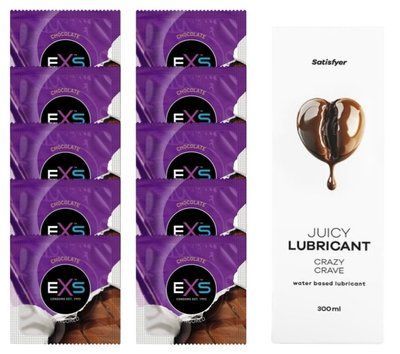 Комплект: з EXS Chocolate 10 шт + Лубрикант Satisfyer Juicy Crazy Crave water based 300 мл SOS11320 фото