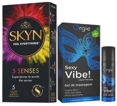 Набор SKYN 5 Senses + Жидкий вибратор SEXY VIBE 15 мл ORGIE SOS9606 фото