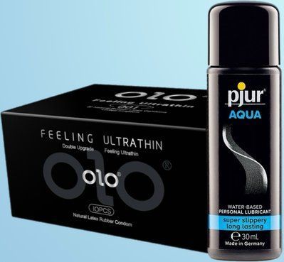 Набір OLO - ультратонкі -001 ( 10 штук) + Лубрикант pjur Aqua 30 мл, без прилипання  SOS4519 фото