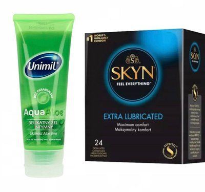 SKYN Extra Lube 24 шт + подарунок - Лубрикант Unimil Aqua Aloe 80 мл SOS181 фото