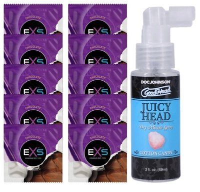 EXS Mixed Flavors Chocolate 10 шт + Doc Johnson &mdash; Juicy Head Cotton Candy (59 мл) SOS14128 фото