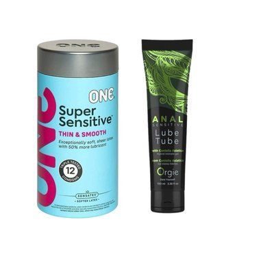 ONE Super Sensitive Pack 12 шт.+ Гібрідний лубрикант LUBE TUBE SENSITIVE, 100 мл ORGIE SOS6534 фото