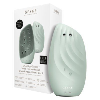 Очищувальна щітка для обличчя GESKE Sonic Thermo Facial Brush&Face-Lifter 8в1 green HB0096 фото
