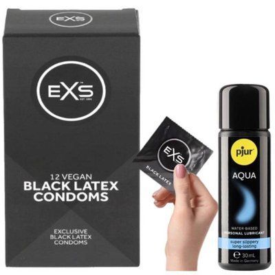Комплект EXS Black Latex (12 шт) + Pjur Aqua 30 мл SOS13577 фото