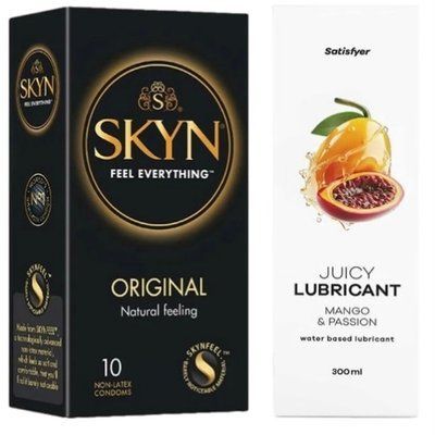 Набор Лубрикант Satisfyer Mango&Passion 300 мл + SKYN Original 10 шт. SOS12827 фото