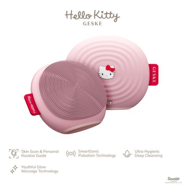 Электронная ультразвуковая щетка для лица GESKE Sonic Facial Brush 4в1 Hello Kitty pink HB0243 фото