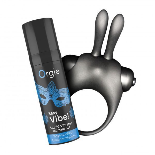 Набір VIBE! BUNNY ерекційне віброкільце + рідкий вібратор Orgie 17823 фото