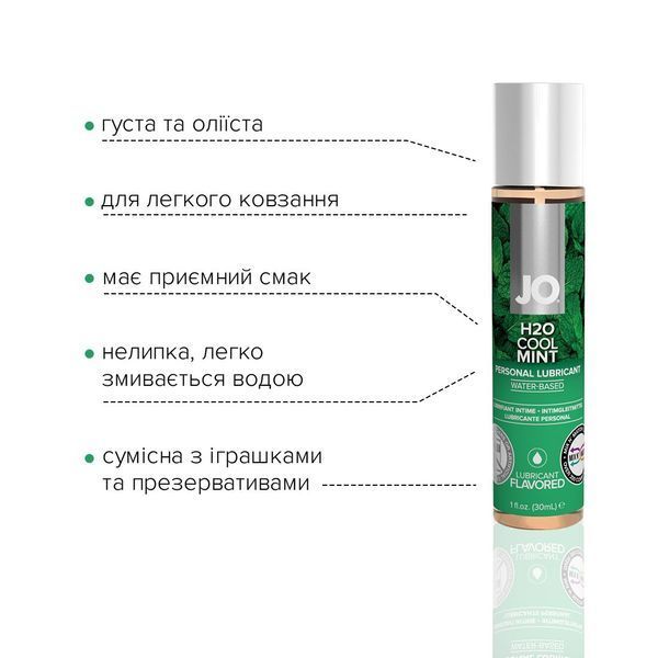 Смазка на водной основе System JO H2O &mdash; Cool Mint (30 мл) без сахара, растительный глицерин SO1625 фото