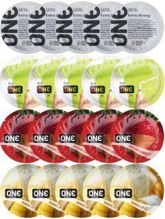Набір з 20 шт ONE Extra strong + ONE Color Sensations + ONE Chocolate Strawberry + ONE Banana Split SOS8206 фото