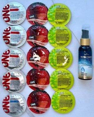 Набір 15 штук ONE Tattoo Touch, Flavor Waves, Glowing Pleasures + Sensuva Ultra-Thick Water-Based (57 мл) SOS3959 фото