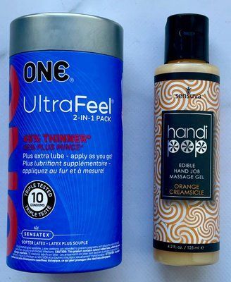 Комплект ONE UltraFeel 2-in-1 10 шт - Лубрикант вкусовой Sensuva Handipop Orange Creamsicle (125 мл) SOS3359 фото