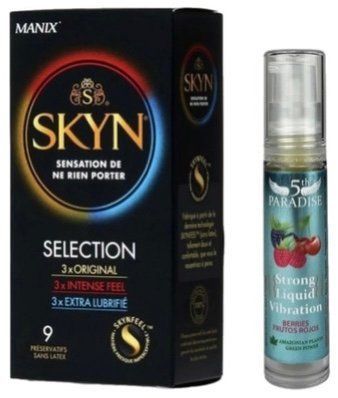 Набір з SKYN Selection (9 шт) + Рідкий вібратор потужний смак: червоні ягоди, 10 мл 5th Paradise SOS9657 фото