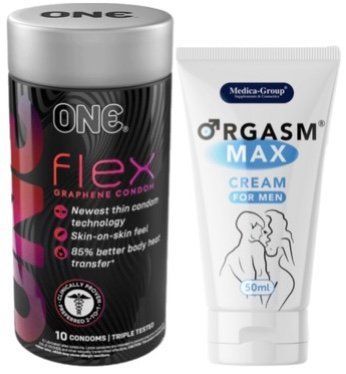 Набор из 10 шт ONE Flex графен + Пролонгатор Medica-Group Orgasm Max for Men - krem ​​50 ml SOS9307 фото