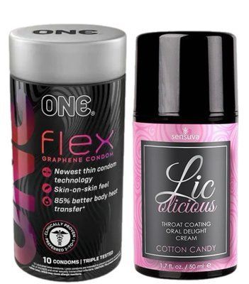 Комплект Набір 10 штук ONE Flex графен + Гель Sensuva Lic-o-licious Cotton Candy (50 мл) SOS6230 фото