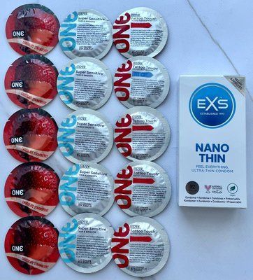 Набор 15 штук ONE Super Sensitive, Tattoo Touch, Flavor Waves + EXS NANO Thin (12 шт.) SOS3909 фото