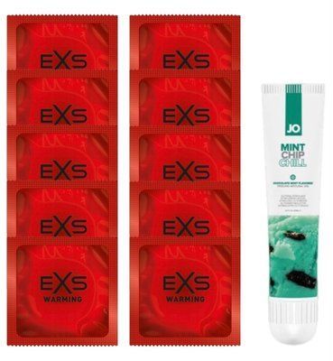 Комплект EXS Warming 10 шт + JO Mint Chip Chill 10 мл SOS14330 фото