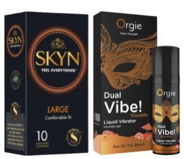 SKYN Large 10 шт + DUAL VIBE!, 15 мл Orgie sex on the beach SOS7062 фото