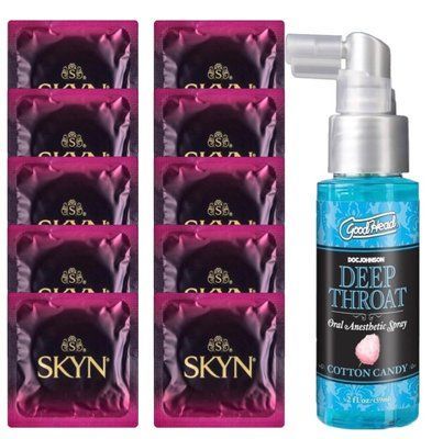 Комплект SKYN Cherry Sunrise 10 шт + Doc Johnson Juicy Head Spray Cotton Candy (59 мл) SOS13678 фото