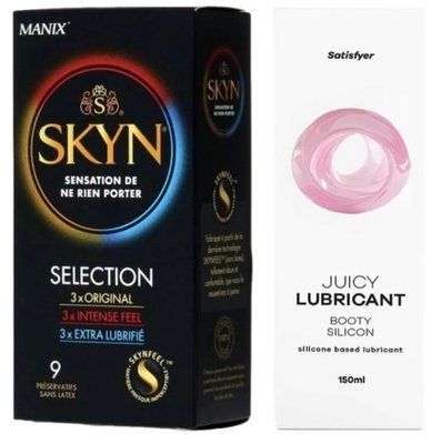Комплект Лубрикант Satisfyer Juicy Lubricant Booty Silicon 150 мл + SKYN Selection 9 шт SOS12678 фото