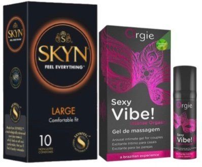 Набір з 10 шт SKYN Large + Рідкий вібратор SEXY VIBE вібрація + посилення оргазму, 15 мл SOS10317 фото