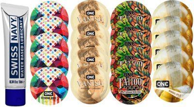 Набор из Swiss Navy Water-Based 10 мл + ONERibs + ONE Vanish + ONETattoo + ONE Banana SOS8507 фото