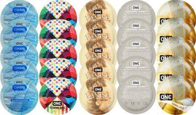 Набор с 25 шт One Oasis Silk + ONE Ribs + ONE Vanish + ONE Dome + ONE Banana SOS8356 фото